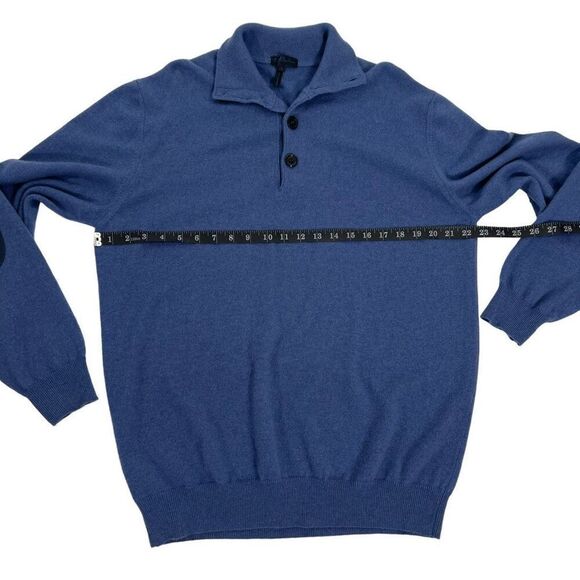 Enzo Mantovani Men’s Large Cashmere Italian Blue Knitted Pullover Polo Sweater - Picture 11 of 11